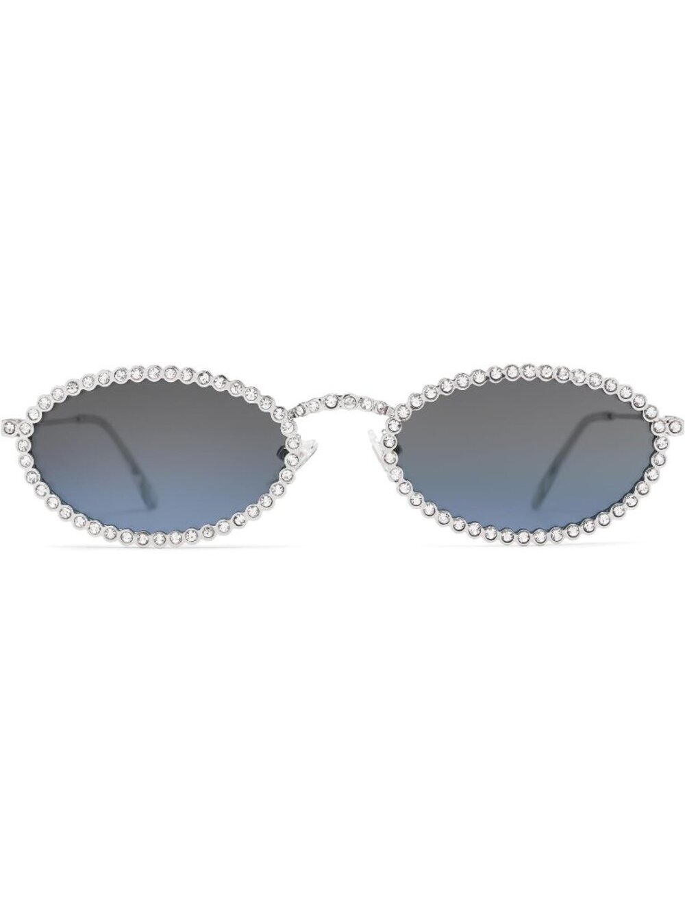 SOJOS Women Retro Oval Rhinestone Sunglasses 90s Style Bling Hippie Disco Blue